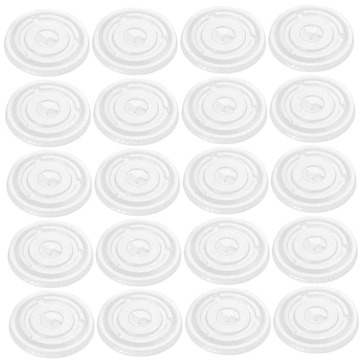 HAPINARY 100Pcs Clear Disposable Lids Transparent Flat Cup Covers for Drinks Portable and Replaceable for Freshness and Leak Sealing for Juice and Cold Beverages