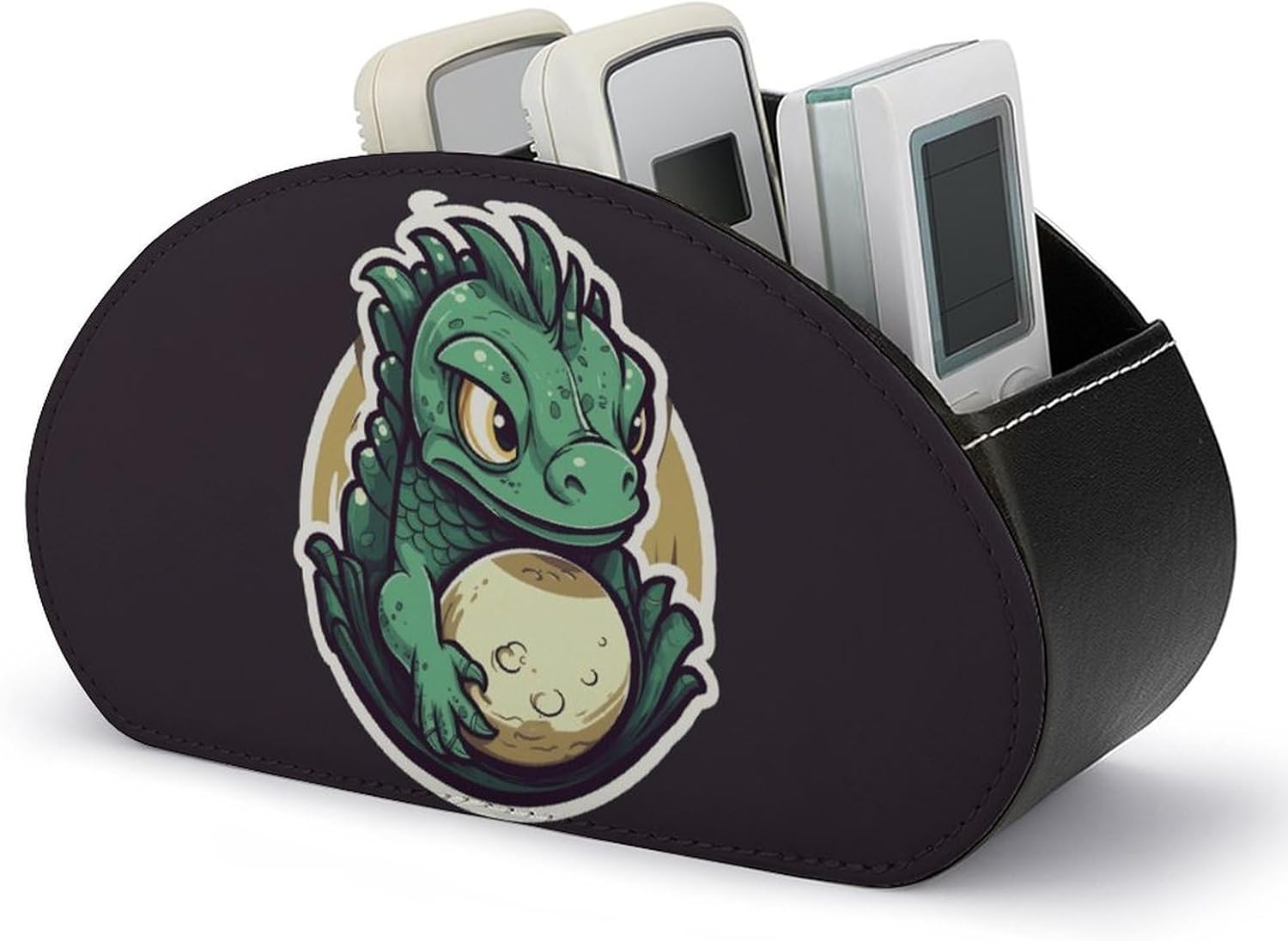 Green Dragon PU Leather Remote Control Holder with 5 Compartments