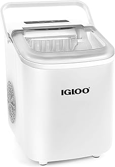 Igloo Automatic Self-Cleaning Portable Electric Countertop Ice Maker Machine With Handle, 26 Pounds in 24 Hours, 9 Ice Cubes Ready in 7 minutes, With Ice Scoop and Basket, White