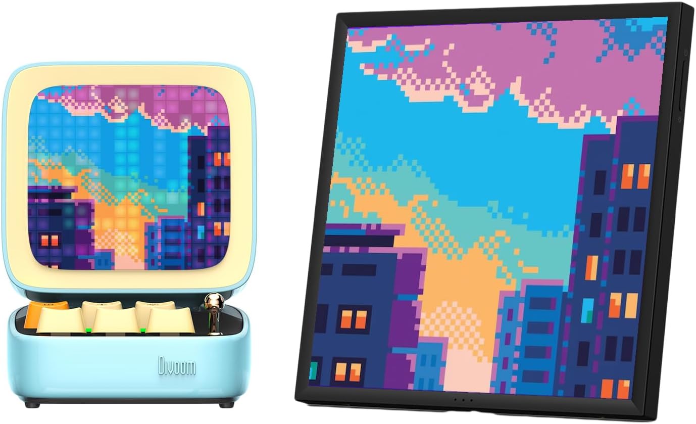 Divoom Ditoo Pro Mavi Bluetooth Hoparlör ve Pixoo-64 Led Ekran Seti