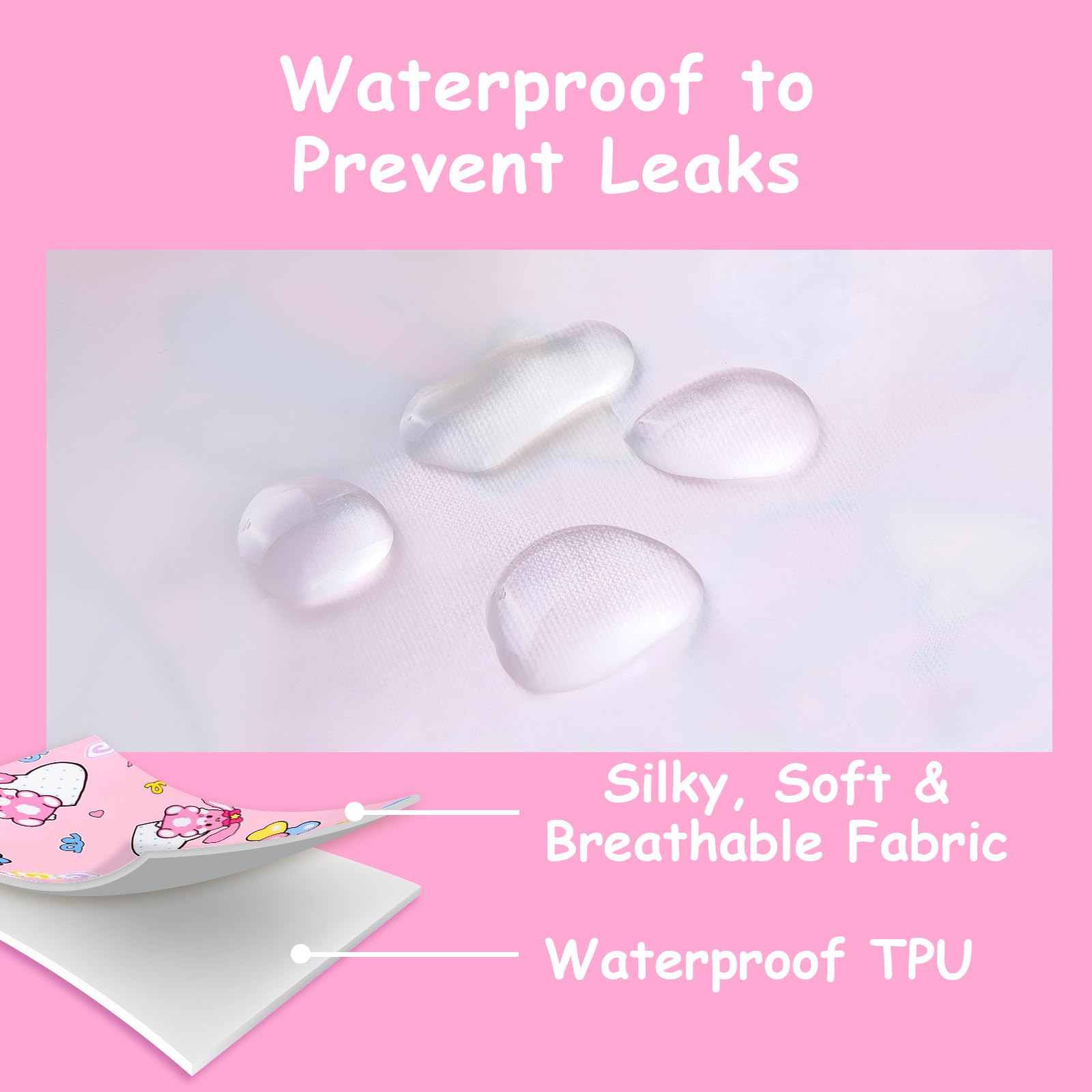 LittleForBig Sedoso lavable reutilizable impermeable con lazo de encaje fruncido bonito en bebé Usagi & Bella patrón sobre pañales adultos cubierta rosa S