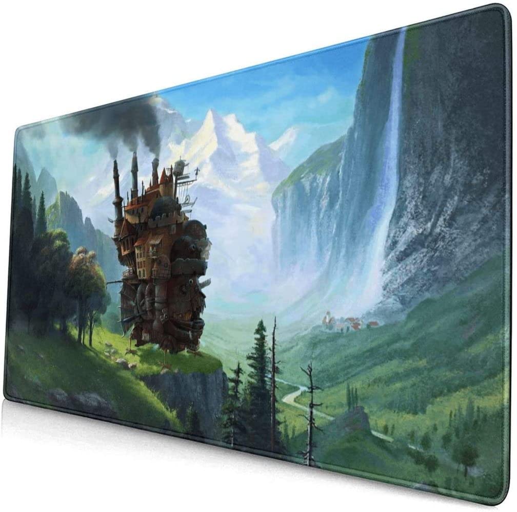 Howls Moving Castle Large Gaming Mouse Pad Desk Mat Long Non-Slip Rubber Stitched Edges (80cm*30cm)