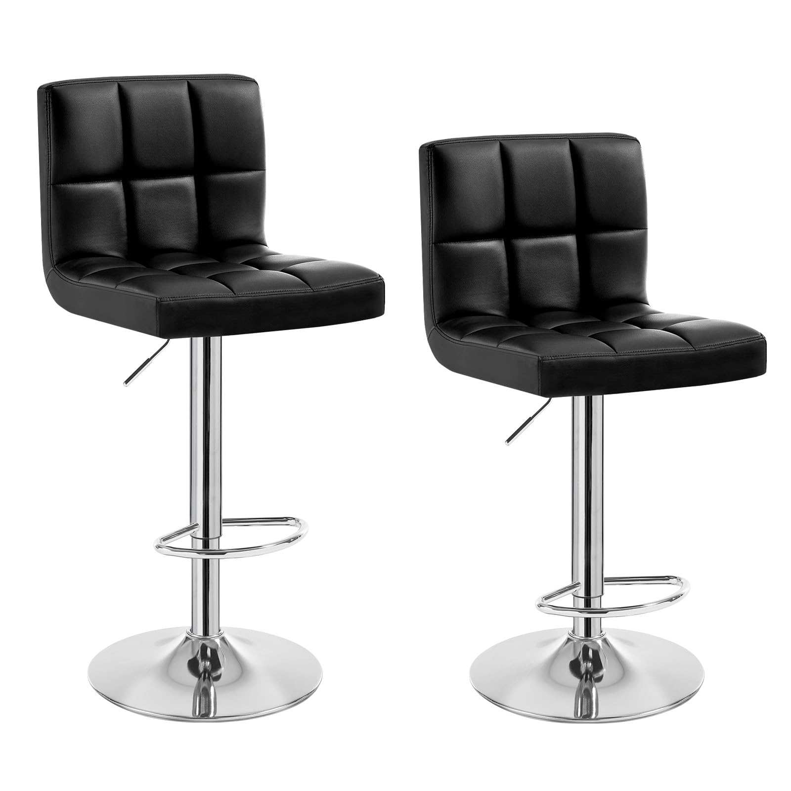 WOLTU Barhocker 2er Set Barstühle, Höhenverstellbar, Drehstühle, Küchenstühle mit Rückenlehne und Fußstütze, Robuster Metallrahmen