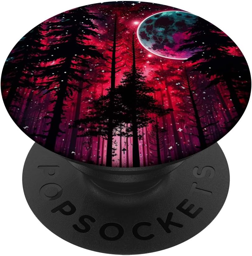 Red Purple Galaxy Moon Forest Stars for Men and Women PopSockets PopGrip for MagSafe