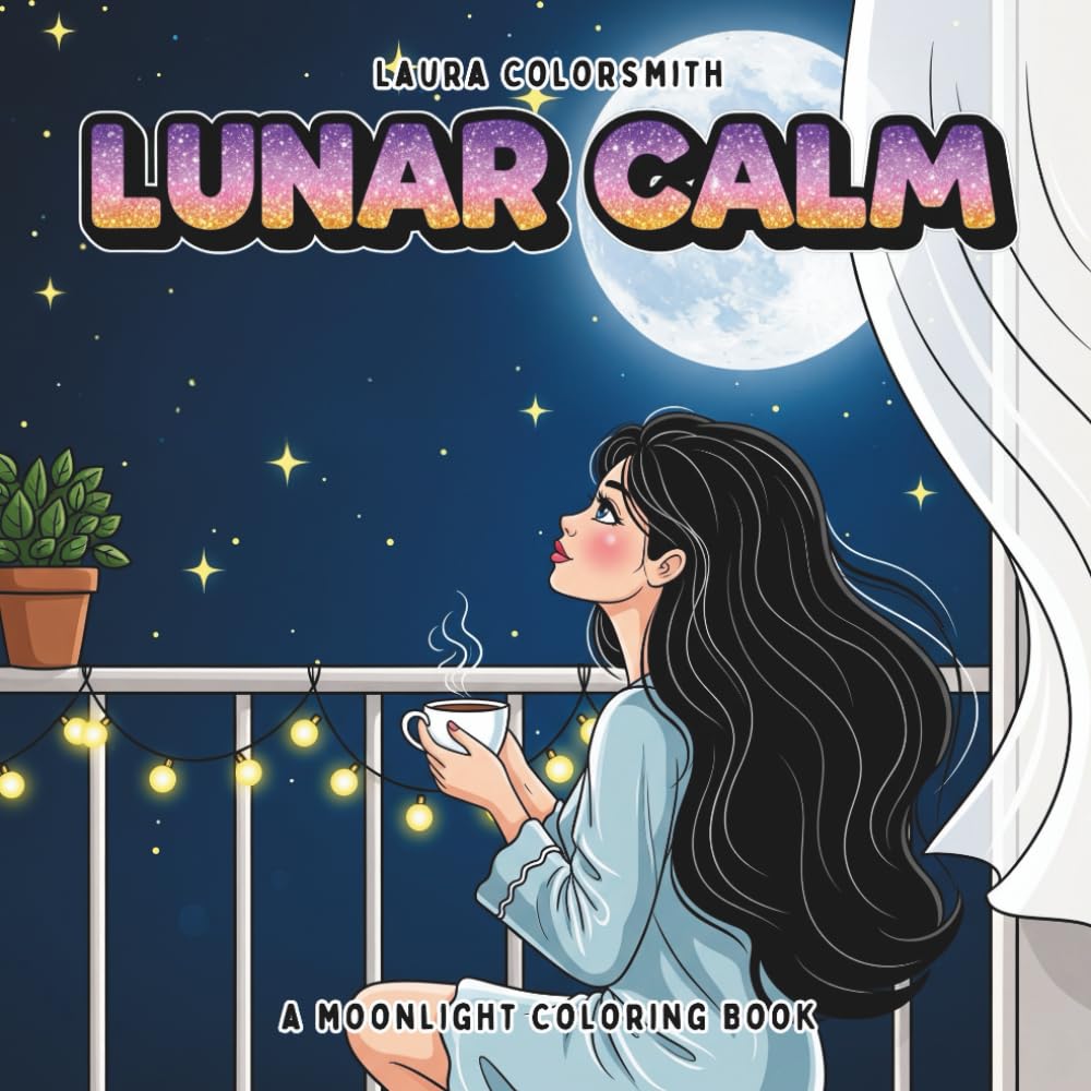 Lunar Calm - A Moonlight Coloring Book: Peaceful Moonlit Scenes for Mindfulness, Stress Relief, and Calm (Colorinng Book for Her: Self Care)