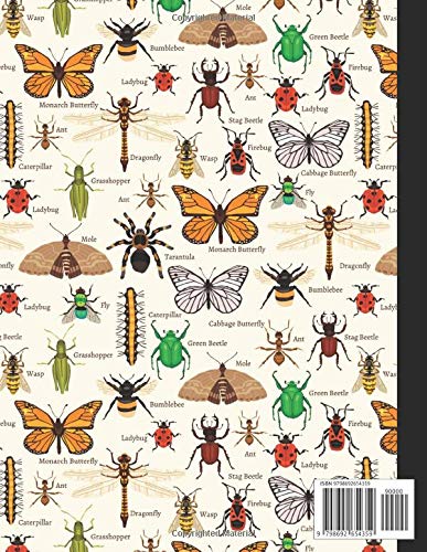 Composition Notebook: College Ruled Notebook Journal, insects beetle tarantula dragonfly ant and more pattern, 110 Pages - Image 2