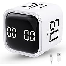 Productivity Timer Flip Gravity Sensor Cube Timer Countdown &amp; Countup,Mute &amp; Vibrate &amp; Sound，5/10/30/60min &amp; Custom Timing, Perfect for ADHD,Work,Learning,Kitchen Cooking (1White)