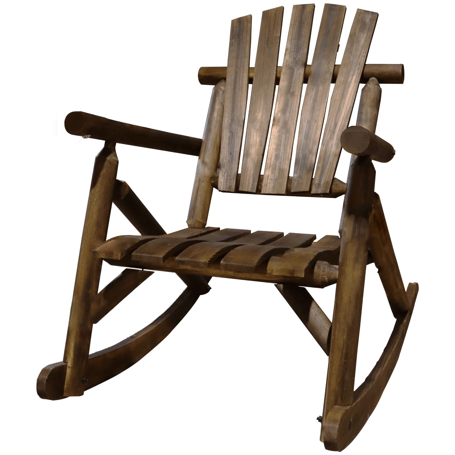 spot on dealz® Garden Rocking Chair Burntwood Wooden Rocker Swinging Patio Balcony Porch Deck Gardens Lounge Indoor & Outdoor Traditional Wood Garden Furniture Leisure Chairs