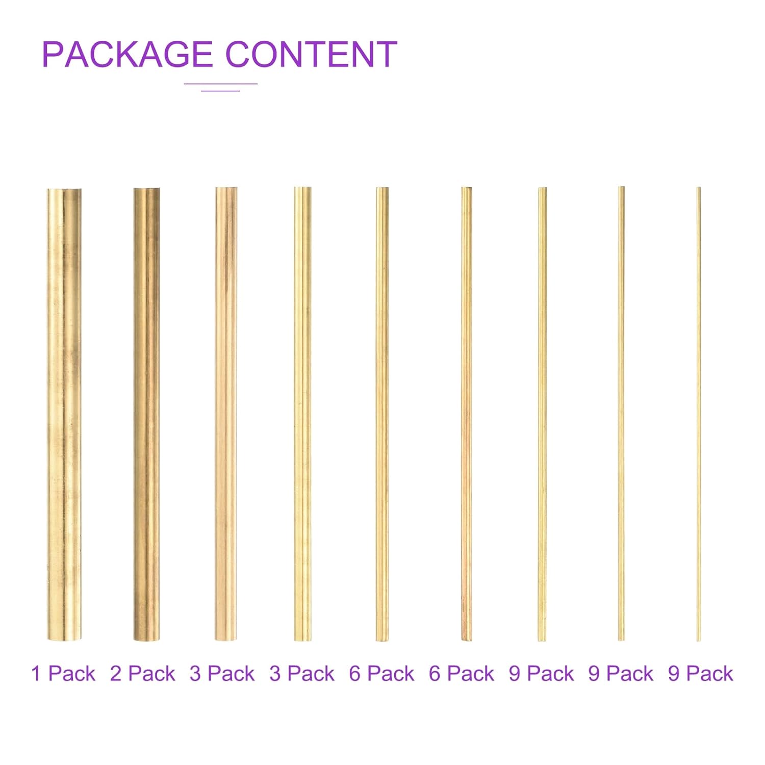 DMiotech 48 Pack1-8mm Brass Rods Assortment Kit, Solid Round Brass Rod for DIY Craft Brass Rods Lathe Bar Stock for Modeling Hobby Rivet Making Handle Pin