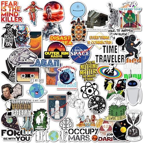 Image of WallDesign Space & Science Sticker Collection: 53 Laminated Stickers for Mobile, Laptop, Personalizing and Gifting! Durable, Hi-Quality Print for Astronomy Lovers-Self-Adhesive
