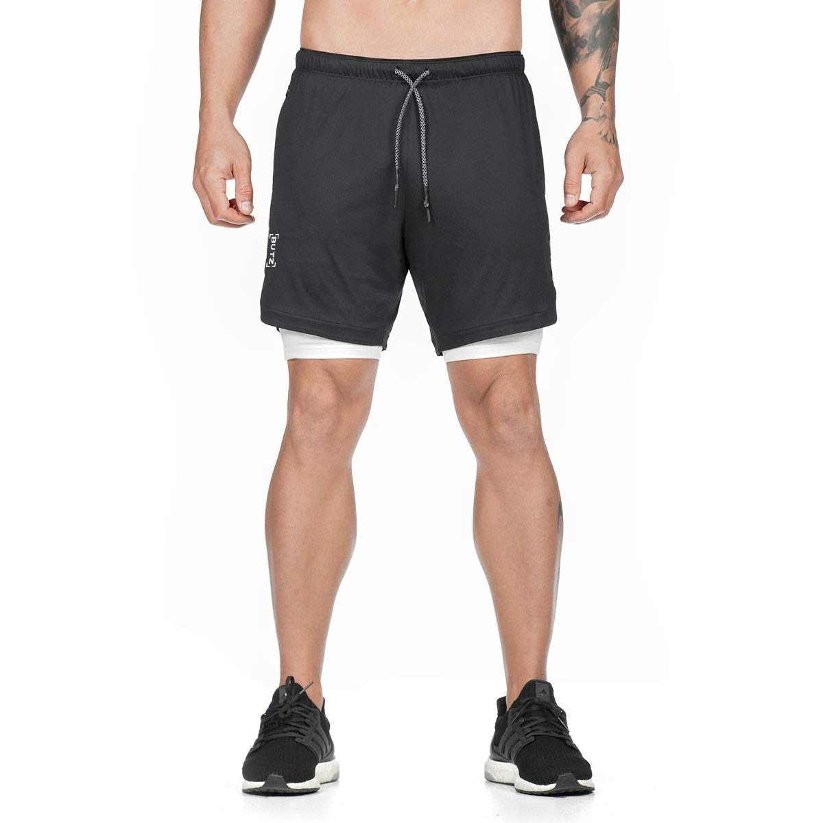 sandbank Men¡¯s 2 in 1 Shorts Workout Running Training Gym 7¡± Lightweight Sport Short Pants with Towel Loop Black