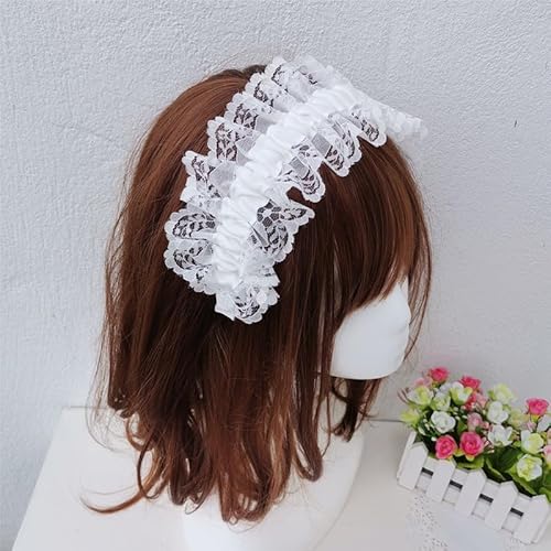 Furimuk Lolita White Lace Headband Headdress Gothic Vintage Cosplay Hair Accessories For Tea Party Princess thumb #1