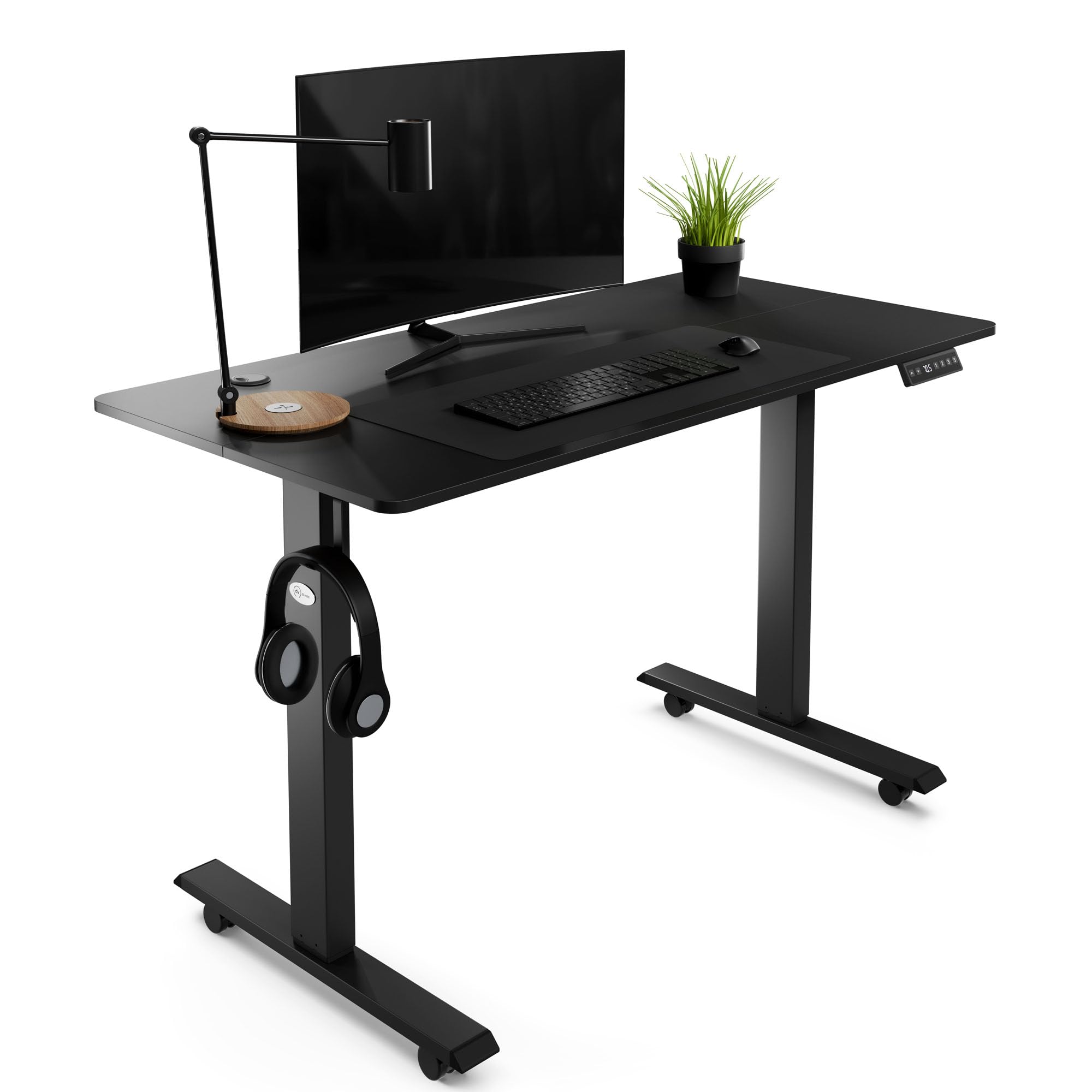 di volio Elektrischer Schreibtisch Höhenverstellbar Schwarz 120x60 cm Amone | Memory-Funktion, Sitz-Steh-Arbeitsplatz, Ergonomischer Bürotisch, Computertisch, Homeoffice, Stabile Konstruktion