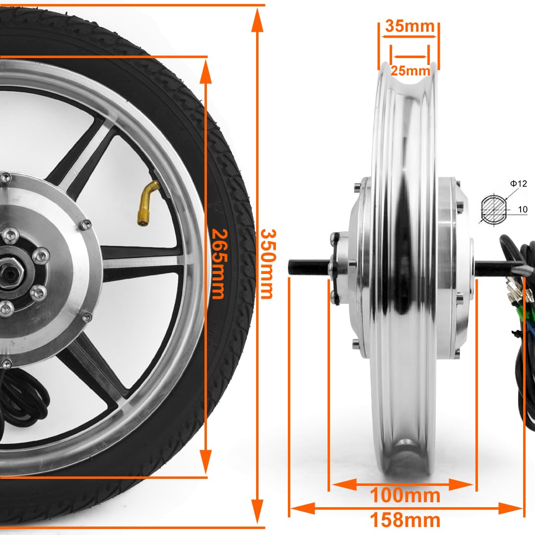 Amazon.co.jp: 14インチ 350W ブラシレスギアハブモーターマガジン