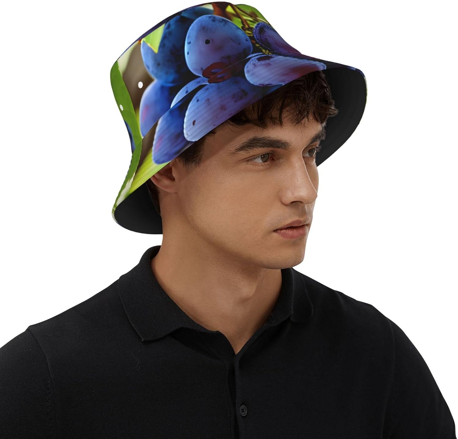 Grape Print Sun Hat Outdoor Fisherman Cap Summer Bucket Hat Beach for Men Women