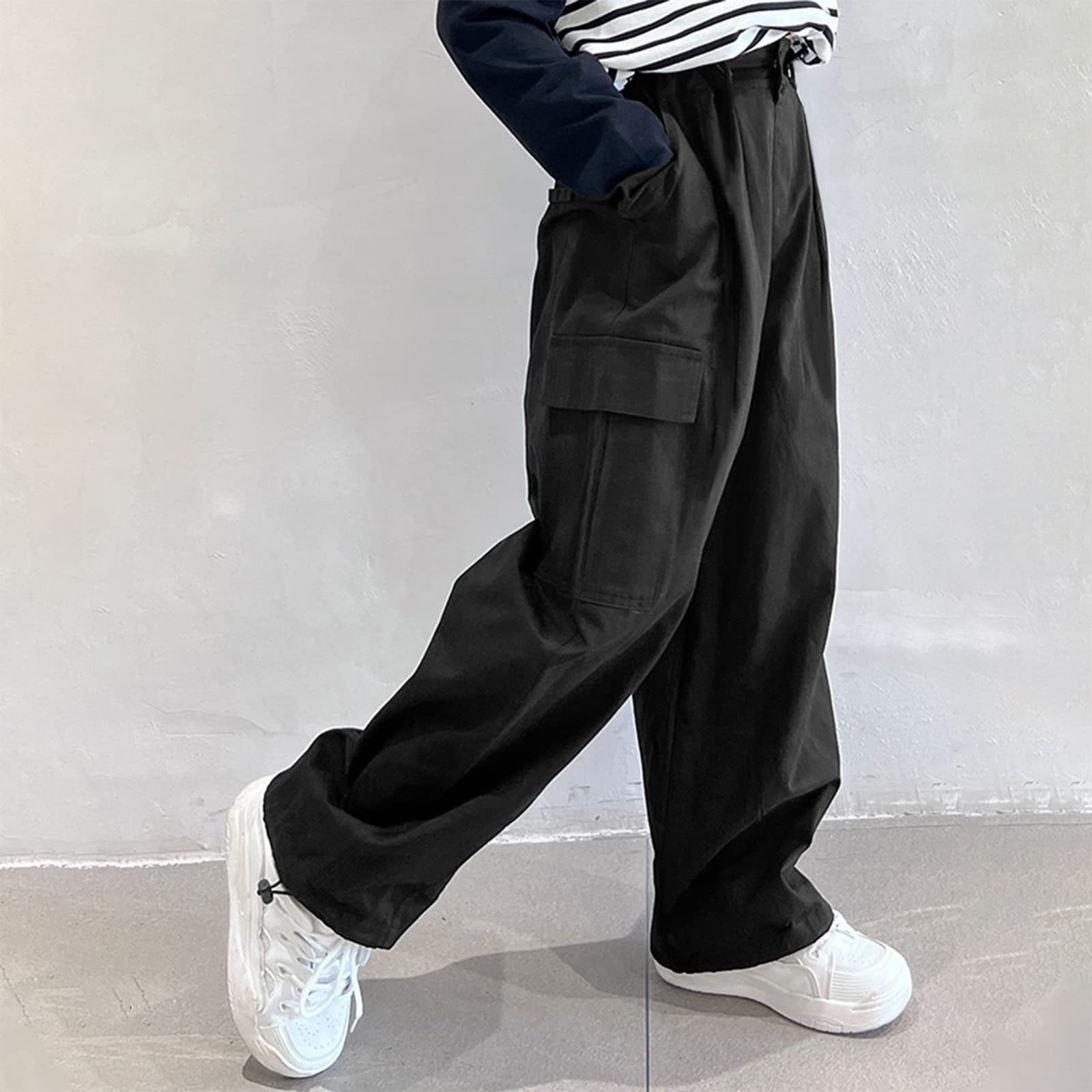 Pantalones Cargo para Niñas, Algodón, Cintura Elástica, Múltiples Bolsillos, 6-15 Años