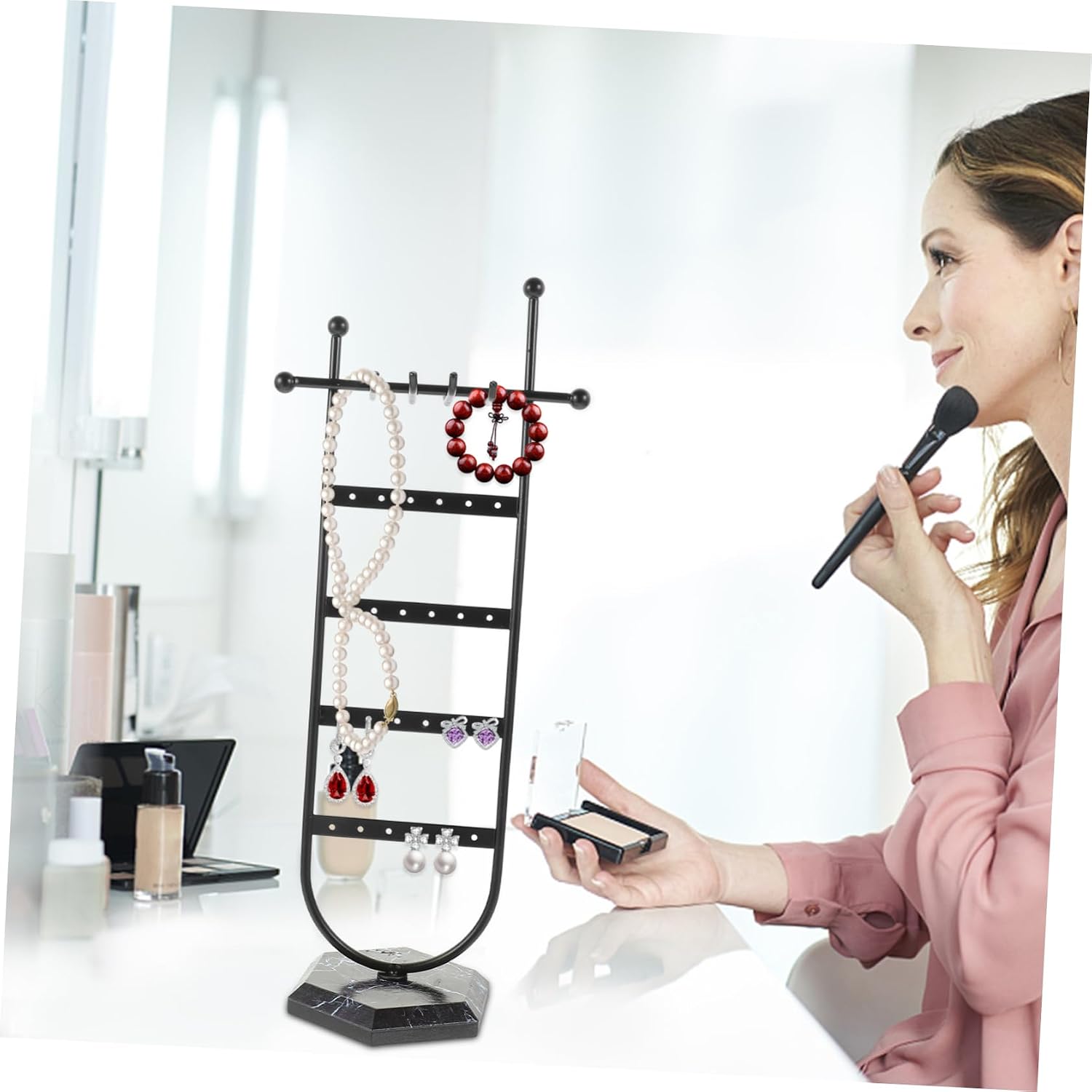 Metal Earring Organizer Stand Multi Jewelry Holder for Earrings Necklaces and Bracelets Display Rack for Efficient Jewelry Storage and Easy Access