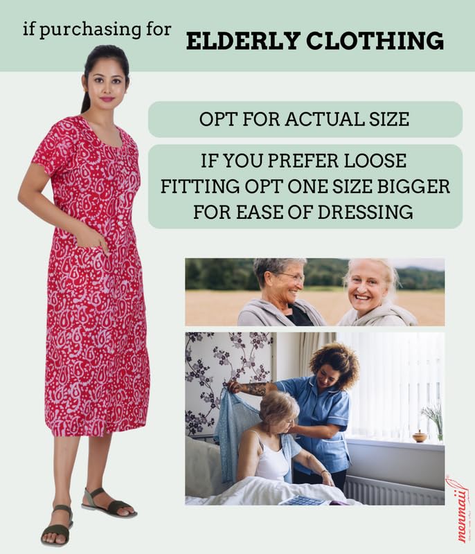 Image of MENMAII Women's [L-4XL] Full Open /Front Buttoned [a Kind of Adaptive Clothing] Multipurpose Nighty for Maternity /Pregnancy /Elderly /Patient /Feeding /Hospital Purpose Nighty Calf Length