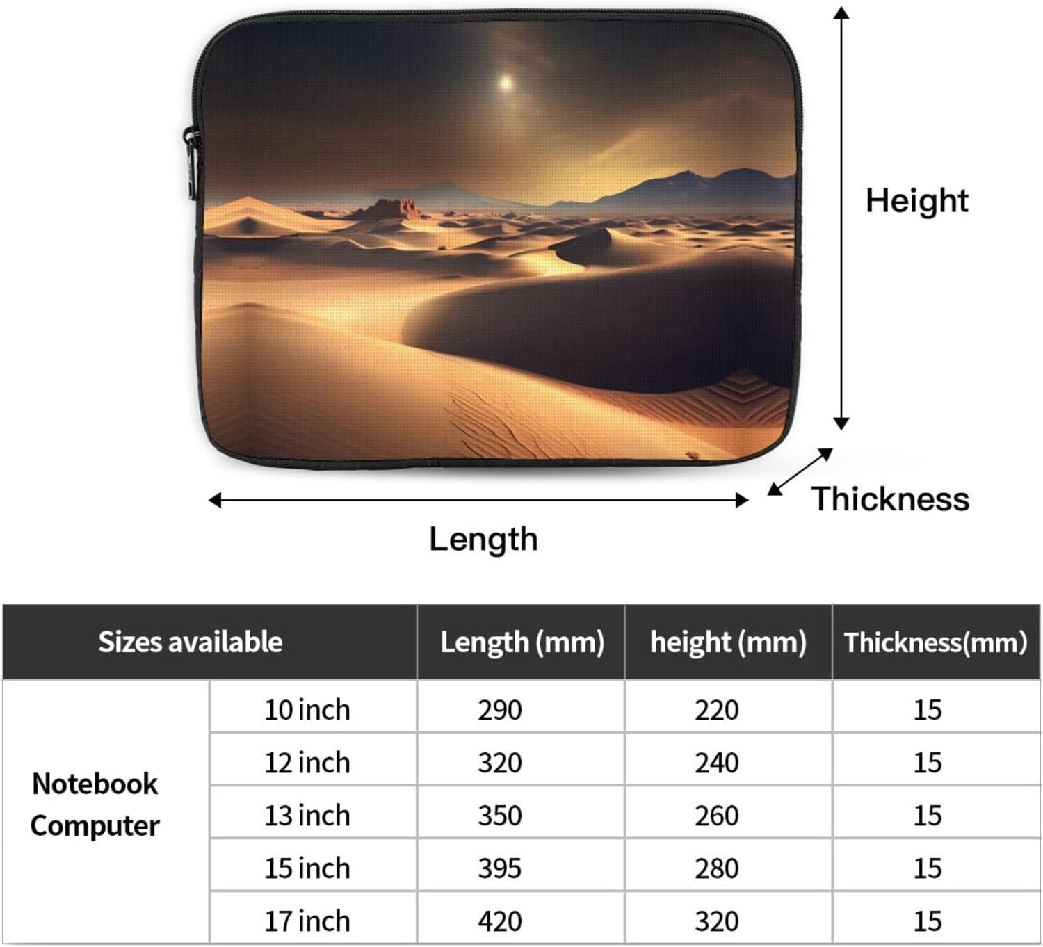 Sahara Desert Printed 13 inch Laptop Case, Business/Office Commuter Laptop Case image 4
