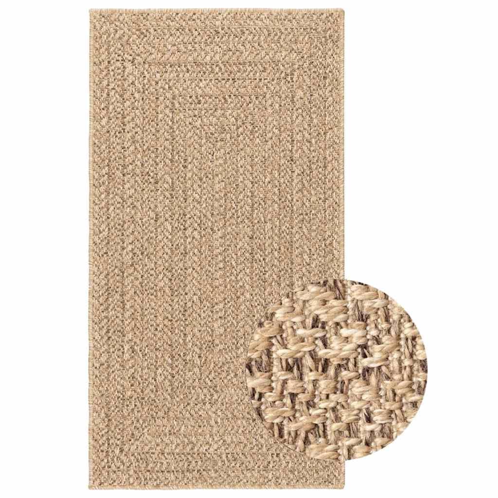 Tappeto per esterni, 80 x 150 cm, effetto iuta, tessuto piatto, per balcone, terrazza e giardino, resistente, per interni ed esterni, in polipropilene, beige