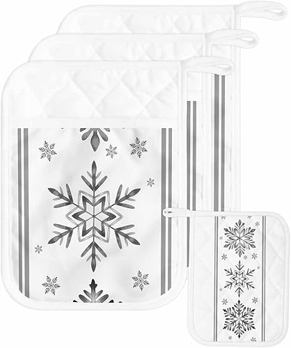 Juego de 3 agarraderas de tela de toalla con bolsillo para cocina, antideslizante y aislante de calor, con bolsillo, guantes gruesos para horno,