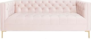 Safavieh Couture Home Vydia Glam Blush Pink Velvet and Gold Tufted Sofa
