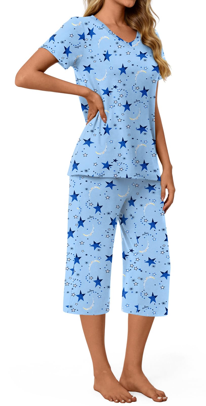 syoss Conjunto de pijama de 2 piezas para mujer, talla grande, ropa de dormir, conjuntos de pijama para mujer, talla L-5XL, con bolsillos