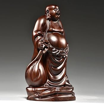 Amazon.co.jp: 布袋さんの置物 七福神 布袋 様 木製フィギュア