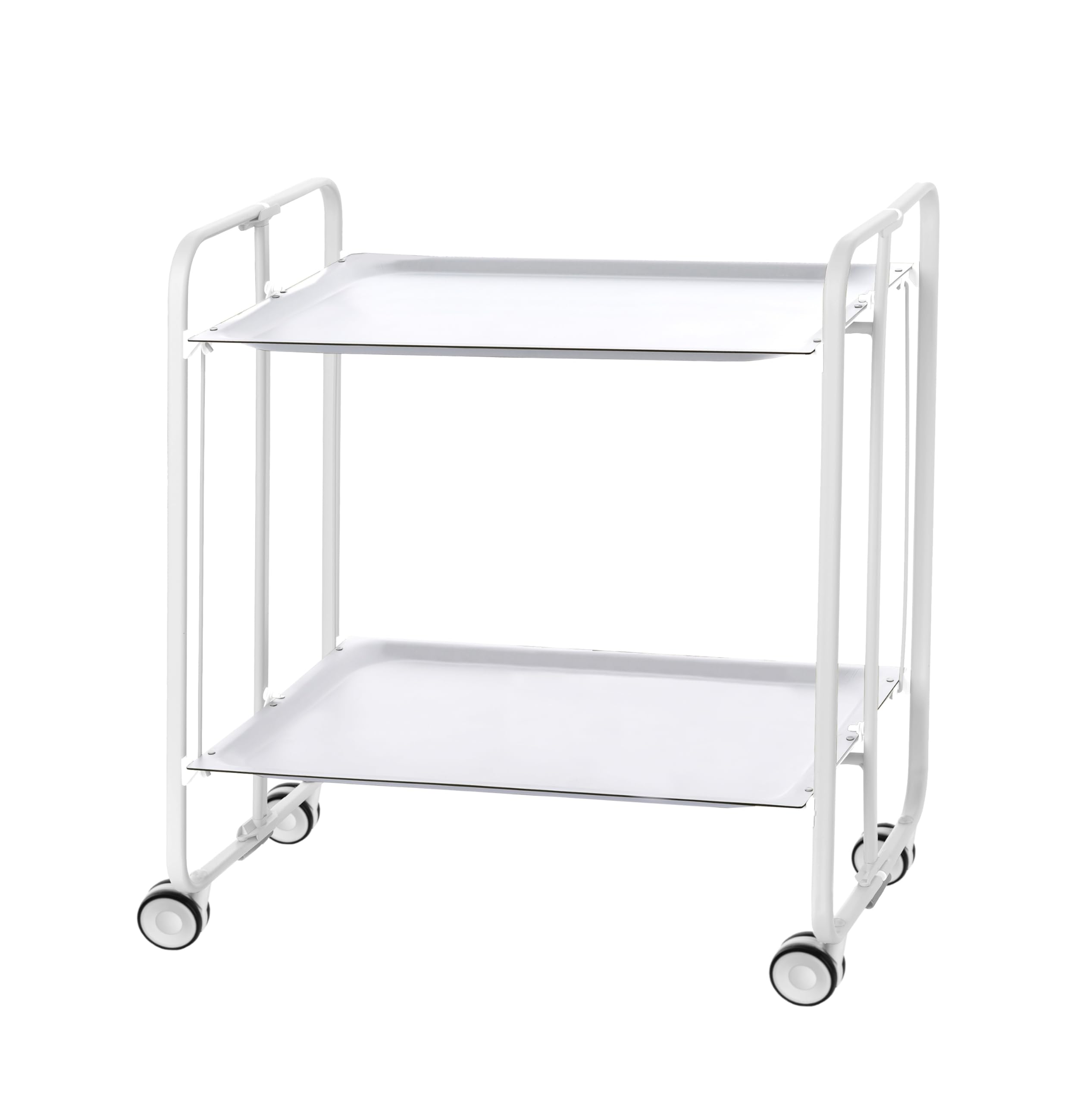 DON HIERRO - Table roulante Pliante Bauhaus châssis Blanc, 2 Plateaux-Blanc