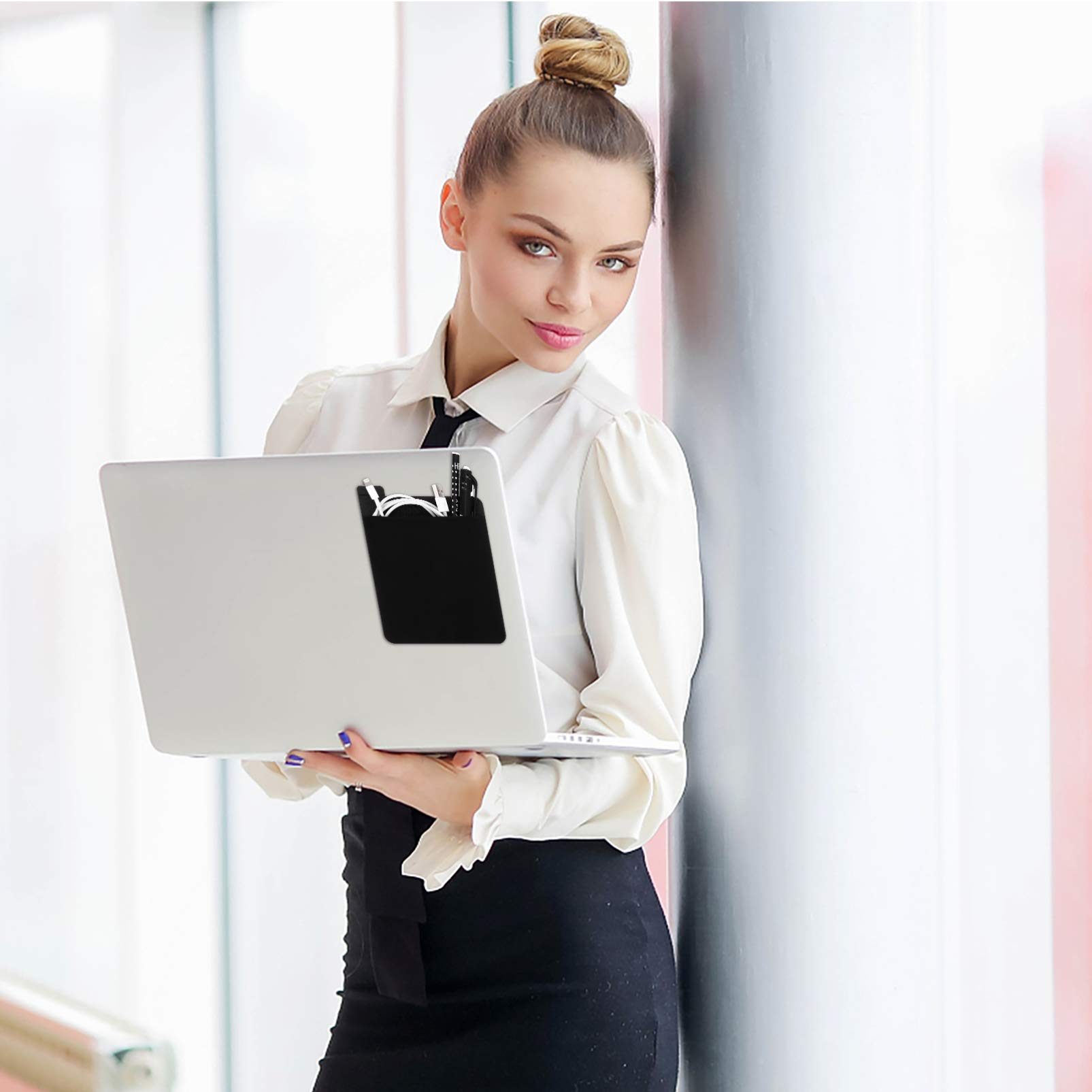 Veemoon Borsa Adesiva per Laptop e Tablet Realizzata in Pelle Buona Qualità Elastico per Contenere Mouse Wireless Custodie Disco Rigido Esterno e Borse per Cuffie