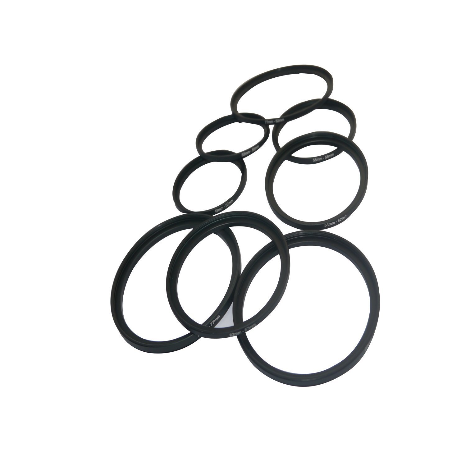 8 pcs Meatl 82 77 72 67 62 58 55 52 49 mm Step Down Anillo Adaptador de Objetivo Juego de filtros para cámara réflex Digital + camdesign Pulsera Anillo de Enfoque