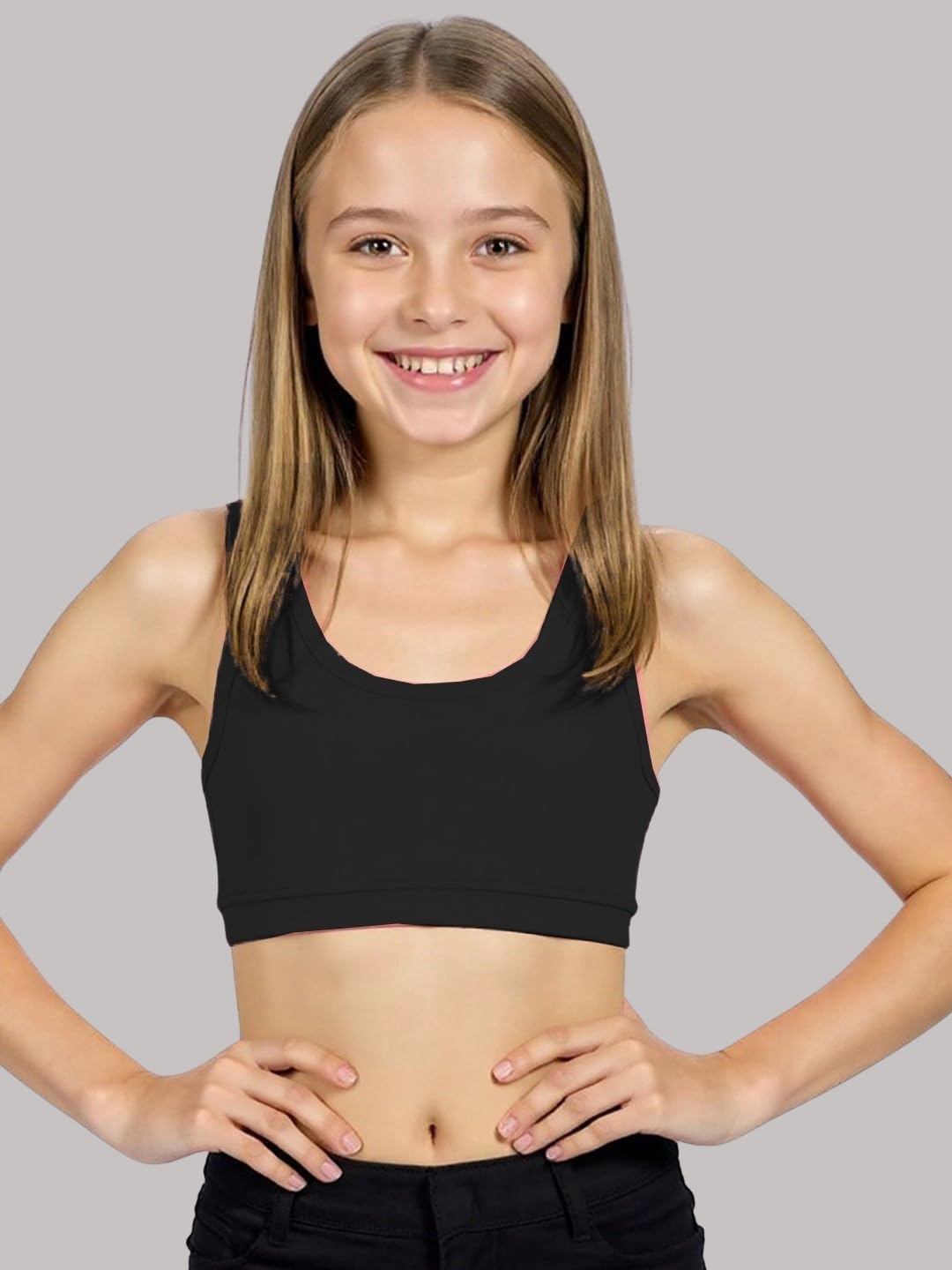 A.T.U.N. (ALL THINGS UBER NICE) Reggiseno sportivo in cotone per ragazze e adolescenti (confezione da 2) | Maglietta non imbottita per principianti | Comodo reggiseno per allenamento, yoga e