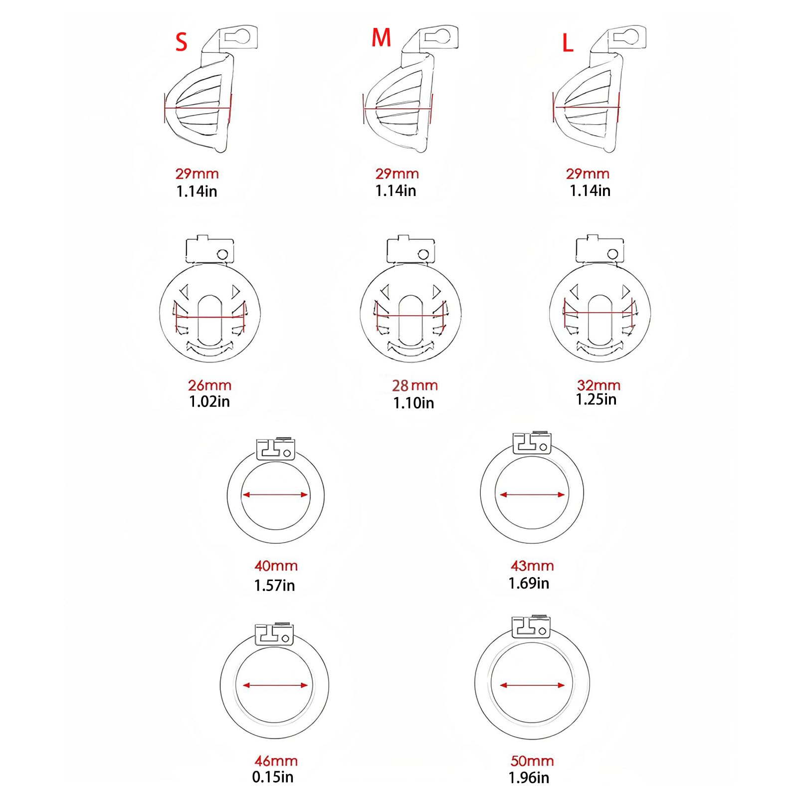 Cage Chastetée Sex Toýs Homme Cage de Chasteté Pénis avec 4 Anneaux Courbés de Tailles Différentes Ceintures de Chasteté avec Serrure Invisible pour Hommes Adultes Sissy Chastity Cage (Black,L)