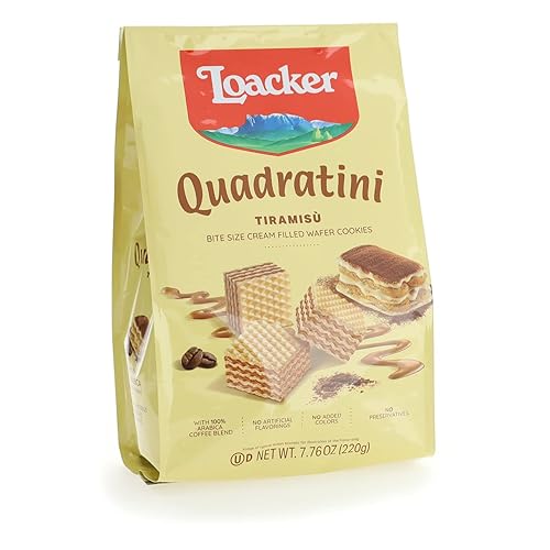Loacker Quadratini - Galletas prémium de oblea con relleno de tiramisú, 220 gramos7.76onzas