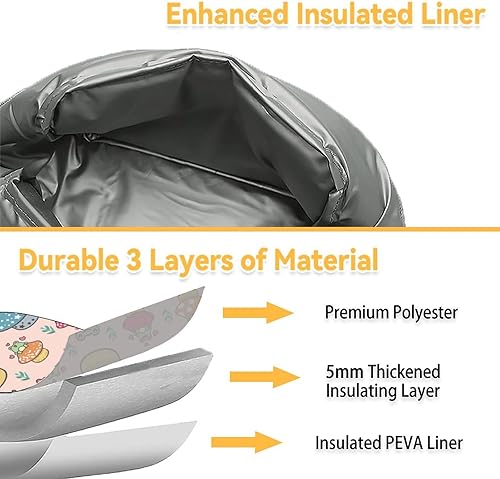 Miniatura 5 de Lonchera de rana para niños, pequeñas bolsas de almuerzo aisladas, bonita lonchera reutilizable para adolescentes, niñas, niños, bolsas de almuerzo