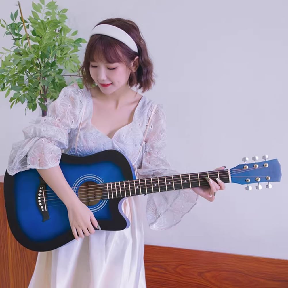 Drewniana gitara akustyczna, 104 cm, 6 stalowych strun, podstawowy samouczek dla początkujących dorosłych, zachód słońca, 104 cm