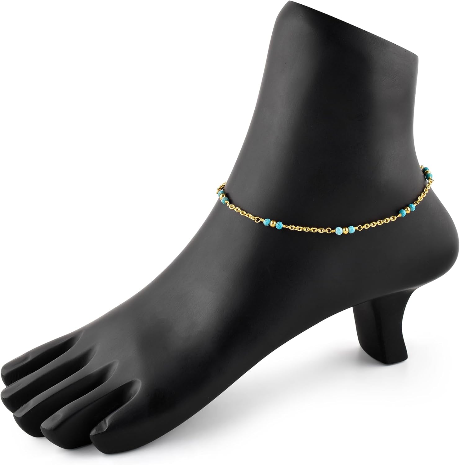 InfinityGemsArt Anklet Dainty Boho Summer Beach Jewelry for Girls Gold Bead Chain Charm Ankle Bracelets for Women 9+1.5 inch Gifts For Her - Image 2