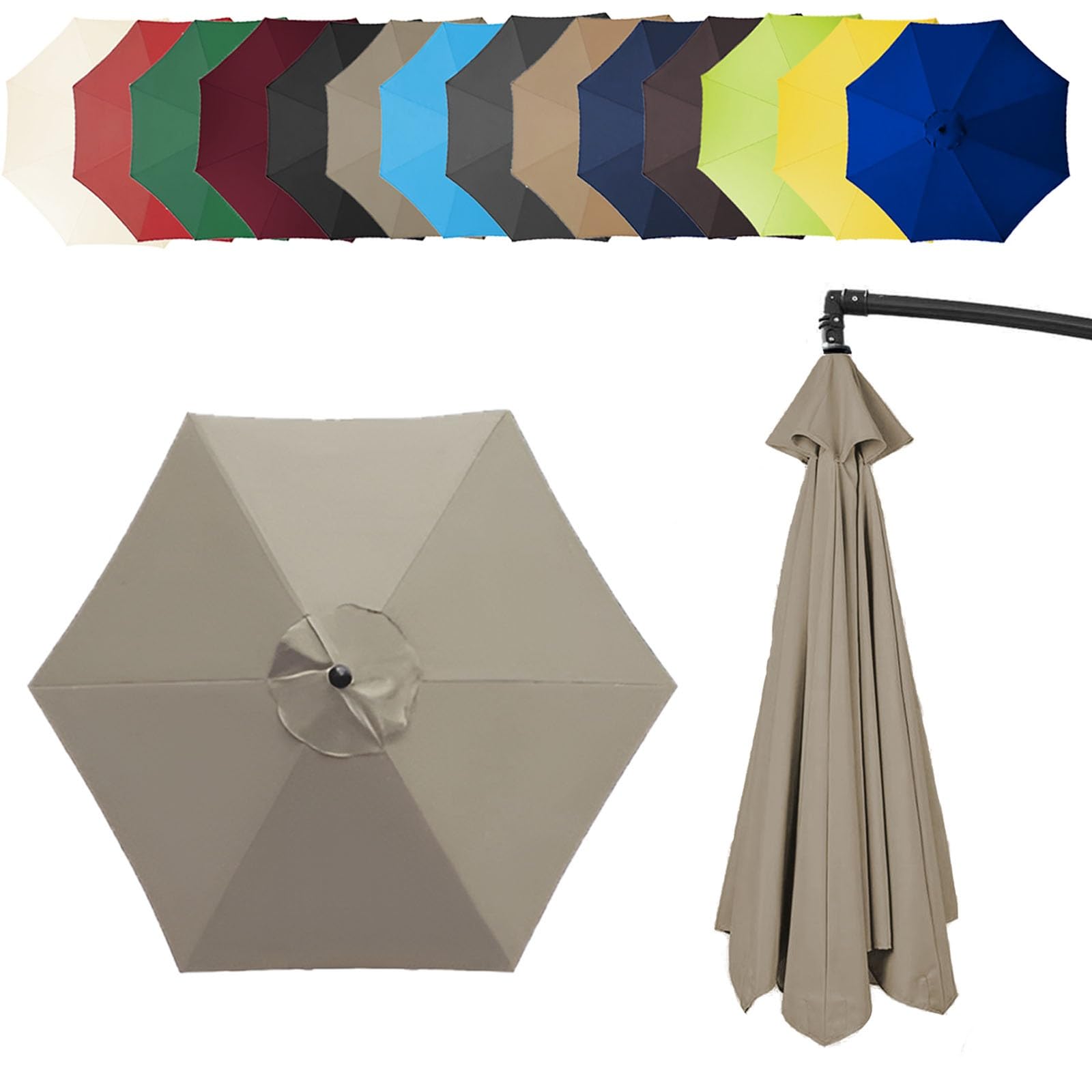 6.4ft/8.8ft/9.8ft (200/270/300cm) Replacement Parasol Garden Patio Umbrella Fabric Canopy Cover, Heavy Duty Polyester Fabric Outdoor Shade Canopy Cover For Market Table Cantilever Parasol Top Cover(Co — image 1