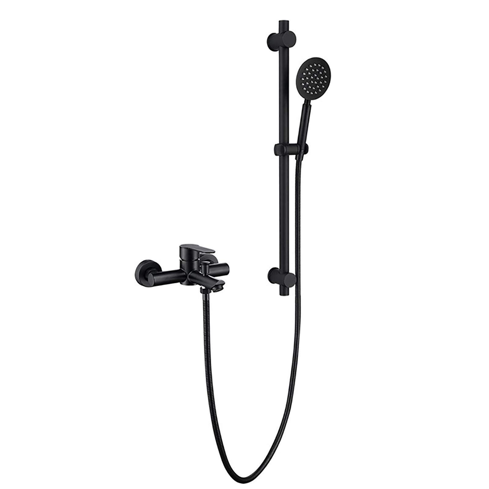 GLJTUO Tub Faucet, Black Bathtub Faucet with Cold and Hot Water, Single Handle Tub Filler Faucet Wall Mounted Tub Tap 304 Stainless Steel Filler Mixer Tap with Handheld Shower,