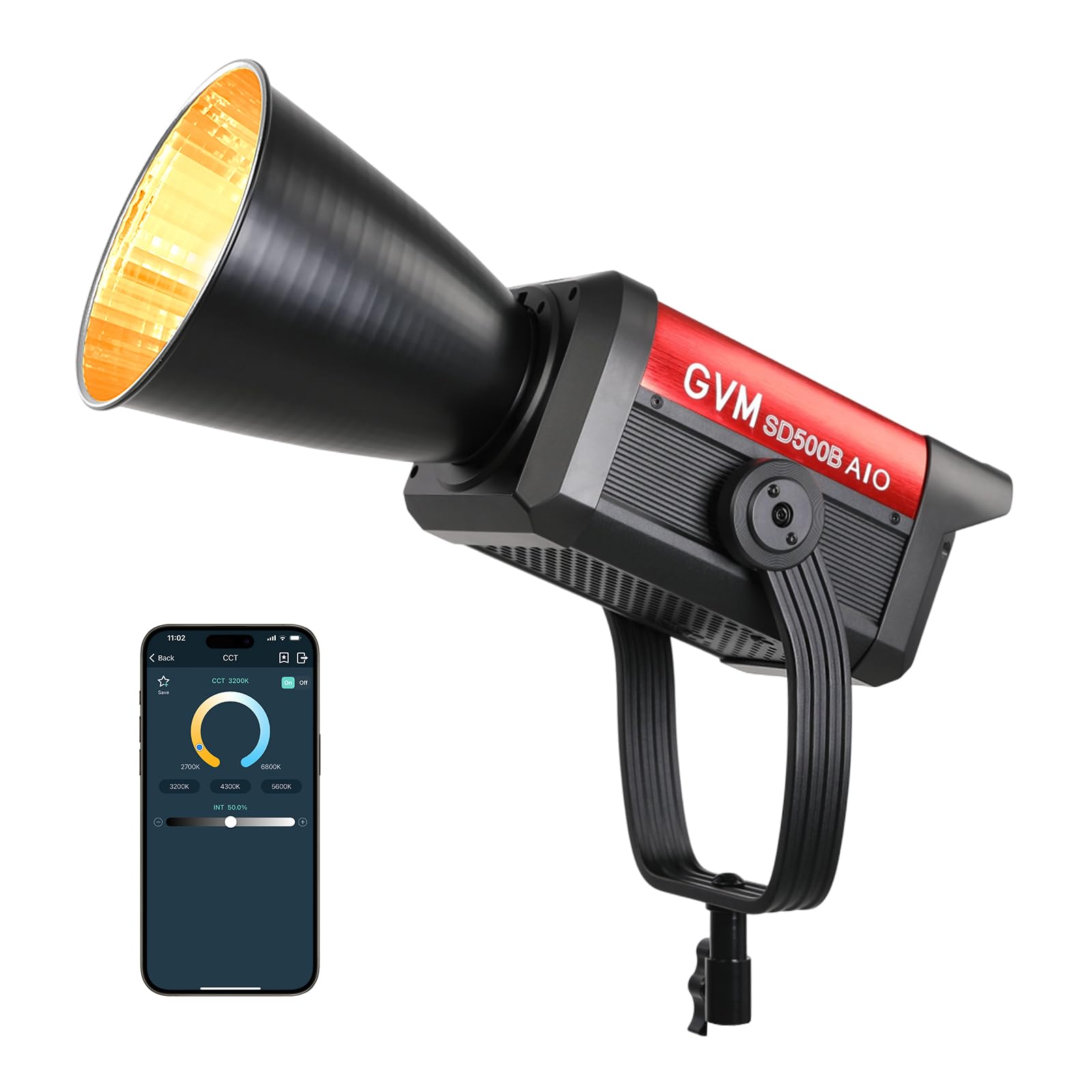 GVM 500W LED Video Light with APP Bluetooth Control, 2700K-6800K CCT, 227040lux@1m, Studio Photography Lighting with Bowen Mount, Continuous Output Lighting with Standard Cover, CRI 97+,COB Lamp Beads