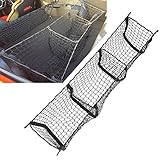 Cargo Net Three Pocket Car Organizer, Trunk Organizer for Groceries,Premium Storage net for Truck bed
