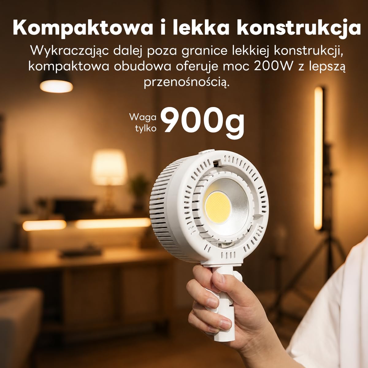 DF DIGITALFOTO Dwukolorowa lampa wideo LED COB 200 W, CRI 95+, 2700K-6500K, ściemniana lampa wypełniająca fotografia ze standardowym mocowaniem Bowens, do portretu, fotografii martwej natury do małych