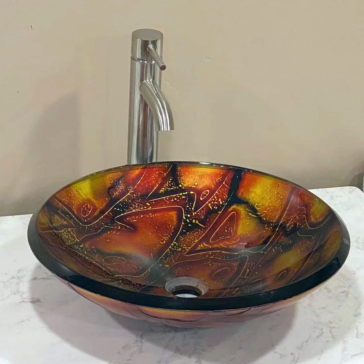 3/4" Thick Bathroom Art Glass Vessel Vanity Sink 9060