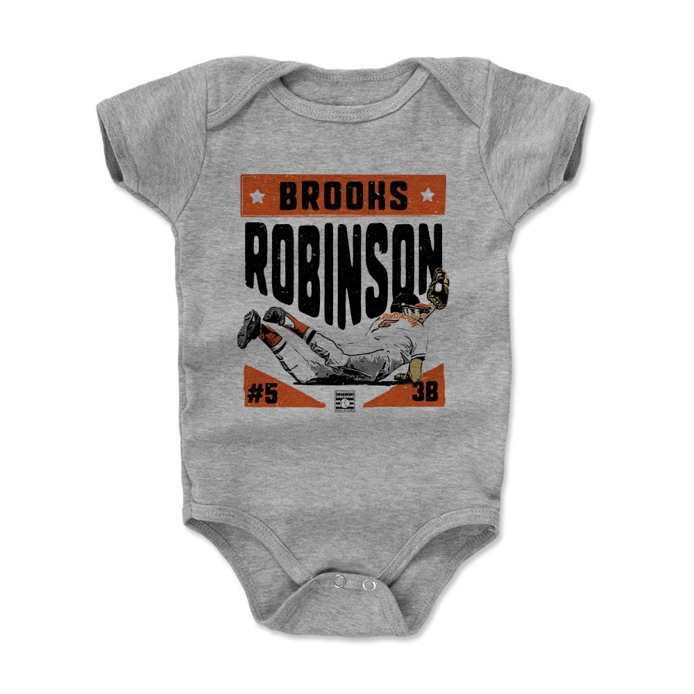 500 LEVEL Brooks Robinson Baby Infant One Piece Bodysuit (18M, Heather Gray) - Brooks Robinson Dive O