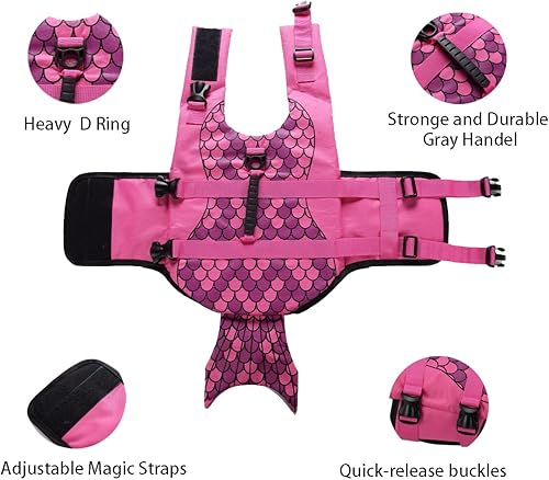 Miniatura 3 de SUMHEN Chaleco salvavidas para perros, chaleco salvavidas para nadar, chaleco salvavidas para perros con asa de rescate para nadar y navegar,