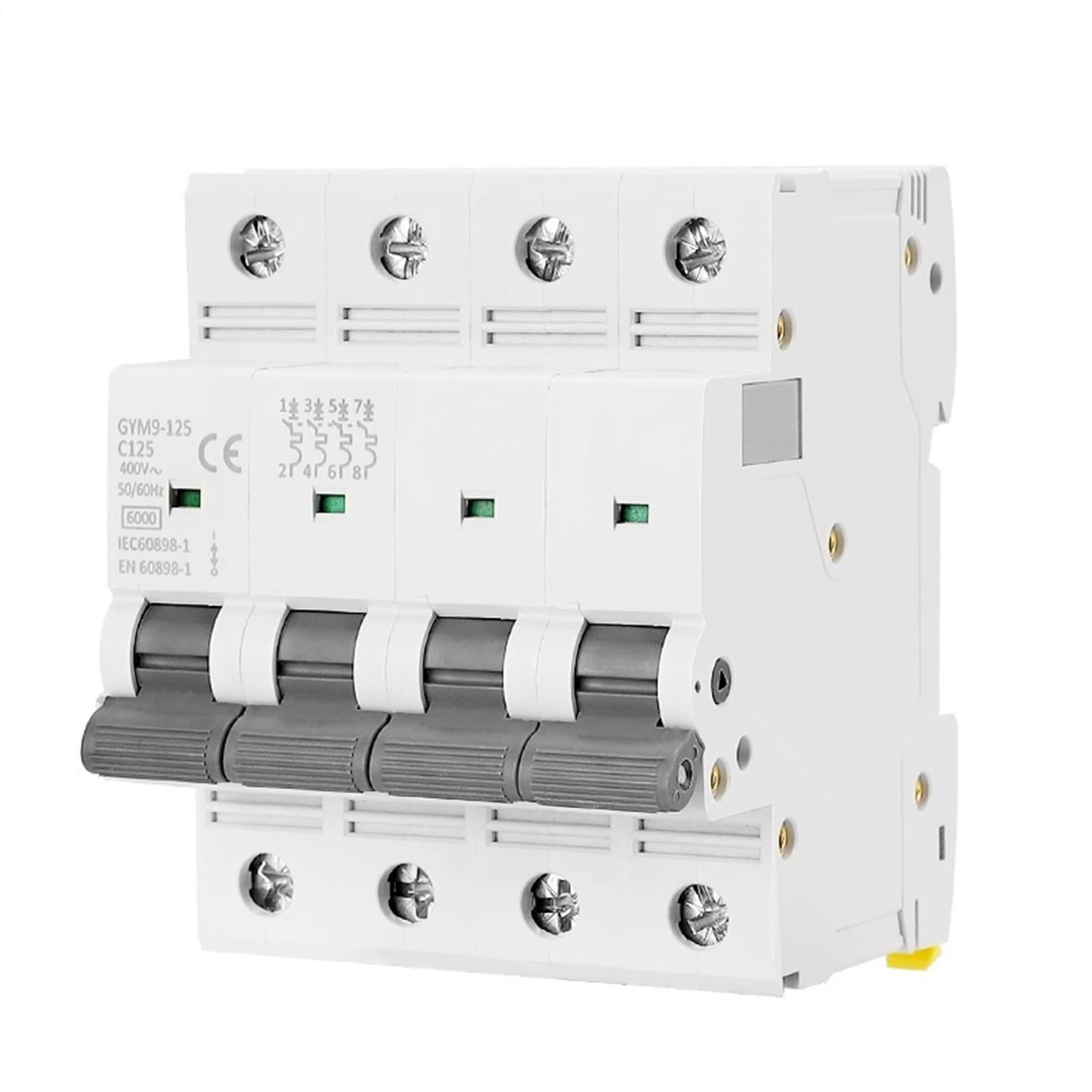 GYM9 FP 4 Pole AC Electrical Circuit Breaker 80A 100A 125A 4P Width 71.2mm 400V 6KA 1Pcs(100A)