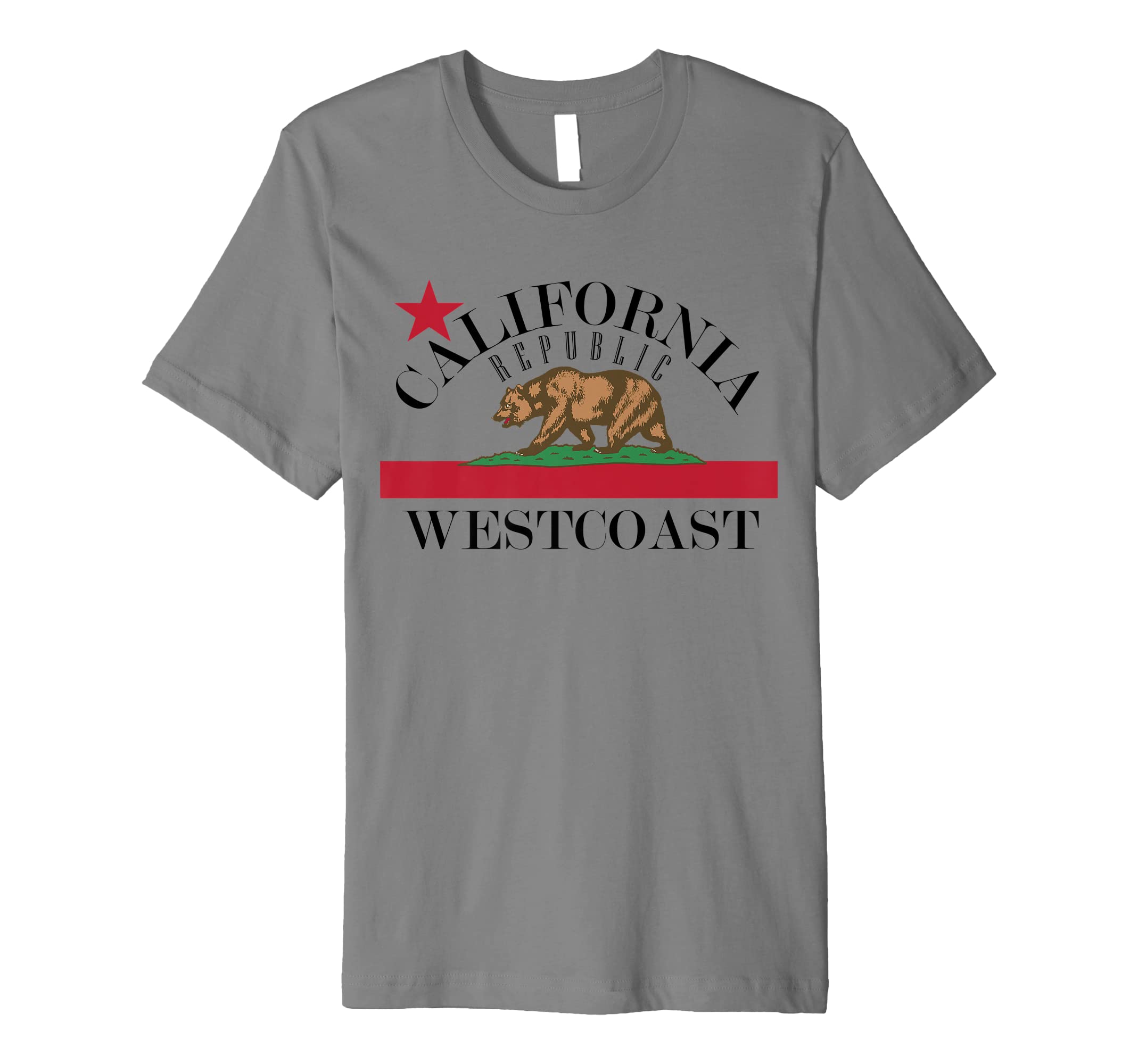 California Republic WestCoast Grizzly Bear Red Star & Stripe Premium T-Shirt