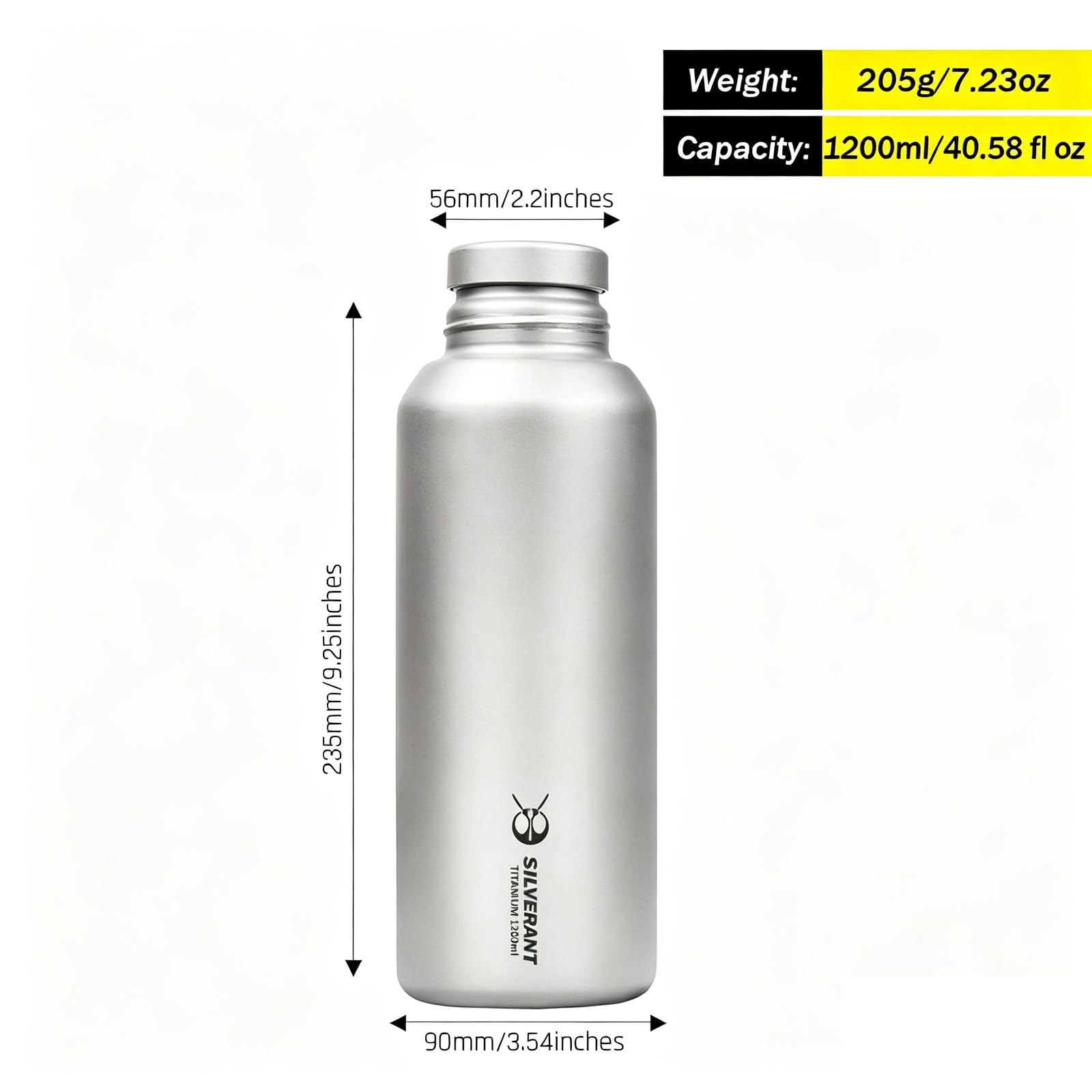 SilverAnt - Botella de Agua de Titanio Ultraligera con Funda térmica