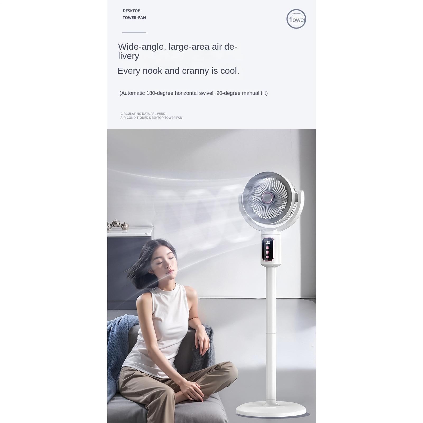 Ventilatore A Piantana Con Telecomando 4000mAh Altezza Regolabile 5 | Ventilatore Circolatore Domestico per proprietari e inquilini, ufficio, dormitori, studio, garage, officina
