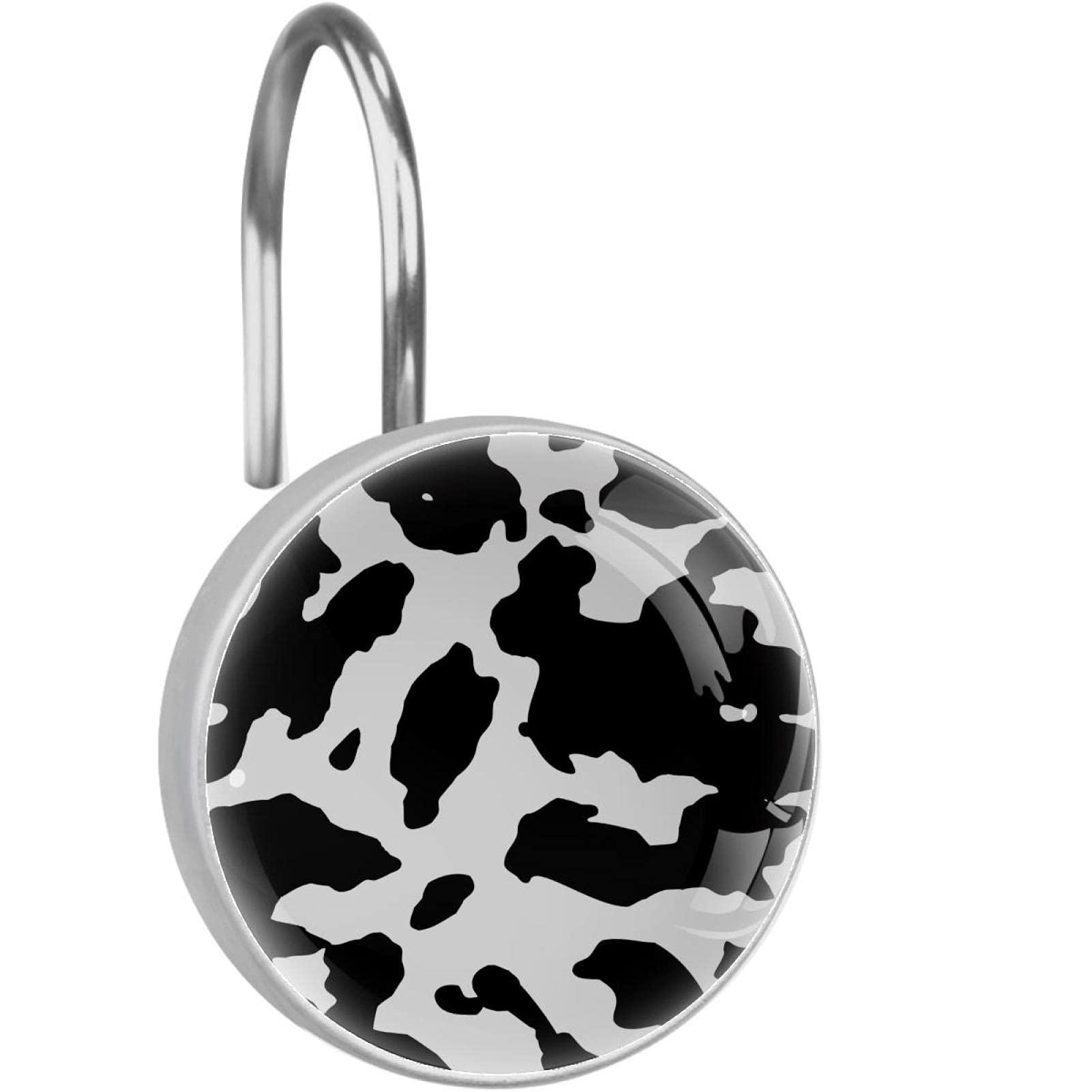 Anneaux de rideau de douche inox robustes au design de vache abstrait haut de gamme